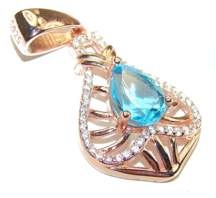 Gabriella 2.3 carat Swiss Blue Topaz 14K Gold over .925 Sterling Silver handmade Pendant - photo 1