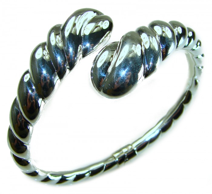 Italy made Bracelet in best quality highly polished .925 Sterling Silver - Angle view of Italy-made polished .925 Sterling Silver bracelet.