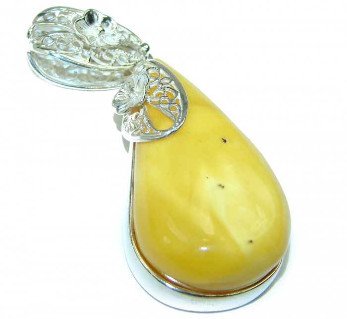 Butterscotch Baltic Amber .925 Sterling Silver handmade Pendant - photo 2