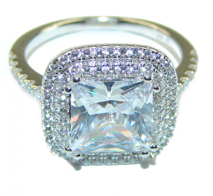 8.5 carat White Topaz .925 Sterling Silver handcrafted ring size 5 - photo 3
