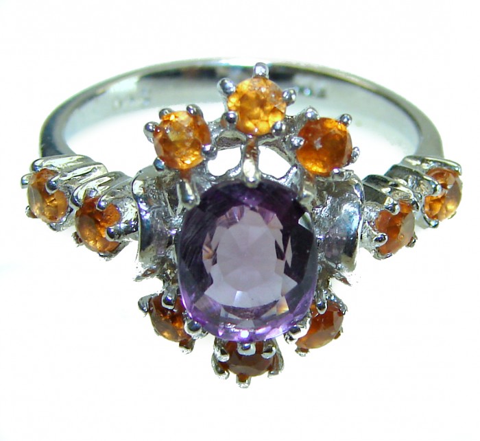 6.5 carat Amethyst Ruby .925 Sterling Silver Handcrafted Ring size 8 - photo 2
