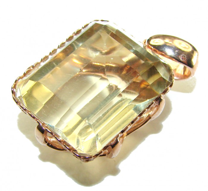 17.3 carat Lemon Quartz 14K Gold over .925 Sterling Silver handcrafted pendant - photo 2