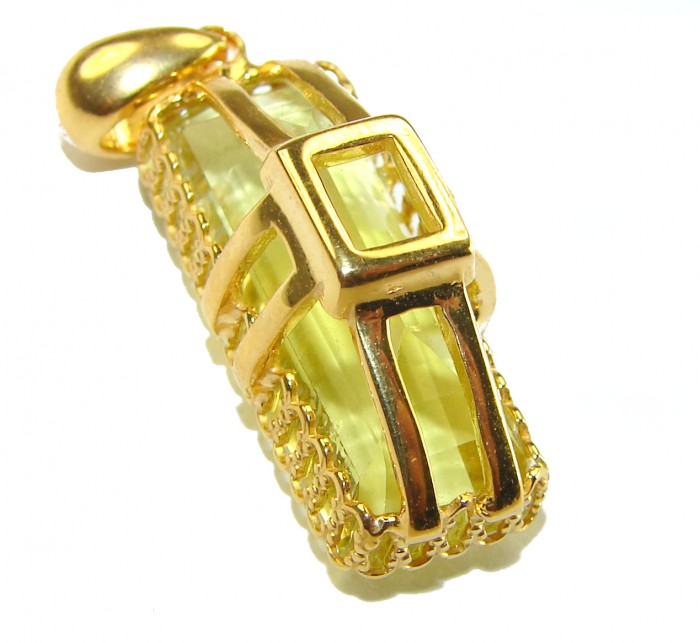 12.3 carat Lemon Quartz 14K Gold over .925 Sterling Silver handcrafted pendant - photo 1