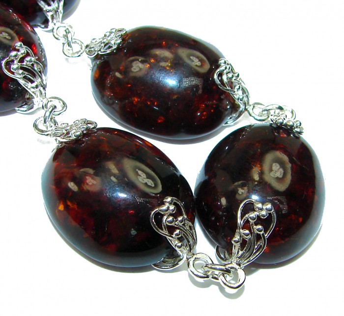 Cognac Color Beautiful Amber .925 Sterling Silver handcrafted Bracelet - photo 2