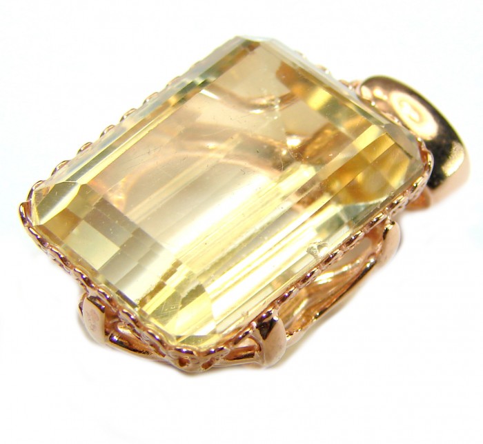 11.3 carat Lemon Quartz 14K Gold over .925 Sterling Silver handcrafted pendant - photo 2