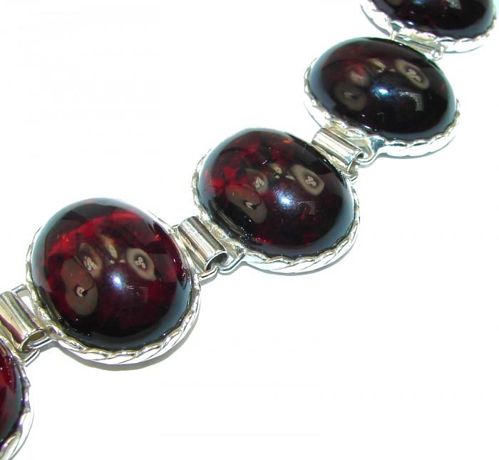 Large Beautiful Amber .925 Sterling Silver handcrafted Bracelet - photo 2