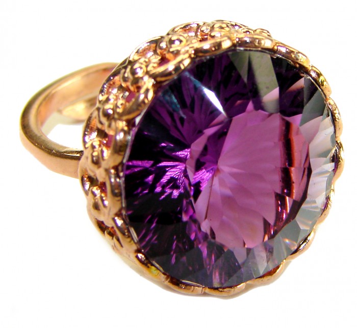 Dramatic design 15.8 carat Amethyst 14K Gold over .925 Sterling Silver Handcrafted Ring size 8 adjustable - photo 3