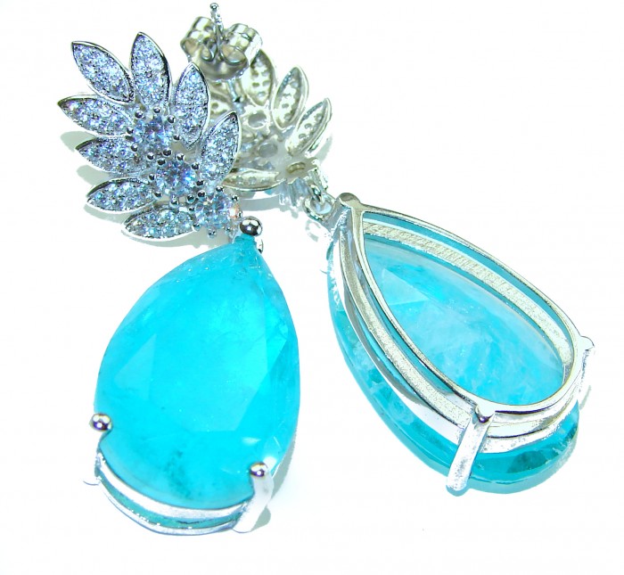 Gabriella Unique 26.5 carat Emerald .925 Sterling Silver handcrafted Statement earrings - photo 1