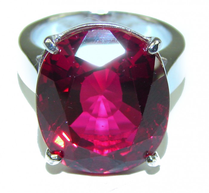 Brilliance 12.5 carat Red Topaz .925 Silver handcrafted Cocktail Ring s. 5 1/2 - photo 1