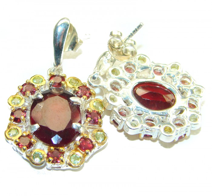 Born to Glam authentic 8.5 carat Ruby 2 tones .925 Sterling Silver handcrafted earrings - photo 1