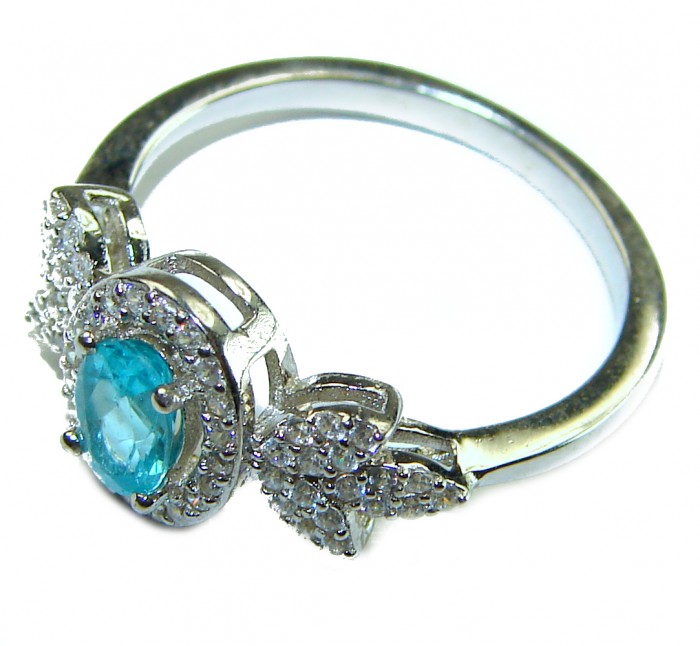 Ocean Drop 0.5 carat Swiss Blue Topaz .925 Sterling Silver handmade Ring size 7 - photo 1
