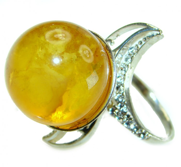 Modern Concept Natural Butterscotch Baltic Amber .925 Sterling Silver Large ring s. 8 - photo 1