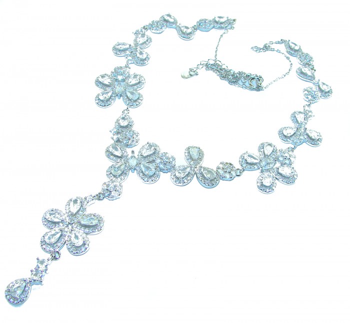 Dazzling Beauty - Floral design- 42.5 carat White Topaz .925 Sterling Silver handcrafted necklace - photo 3