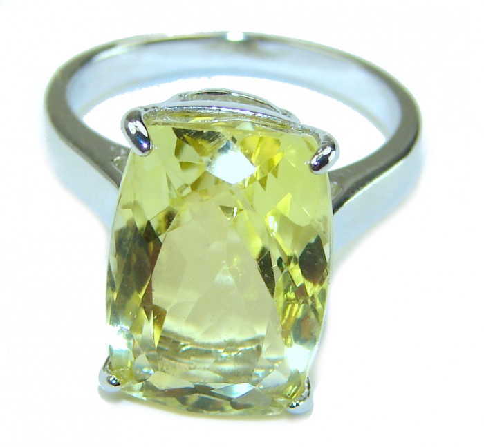 Sublime 10.8 carat Genuine Citrine .925 Sterling Silver handcrafted ring size 7 1/2 - photo 3
