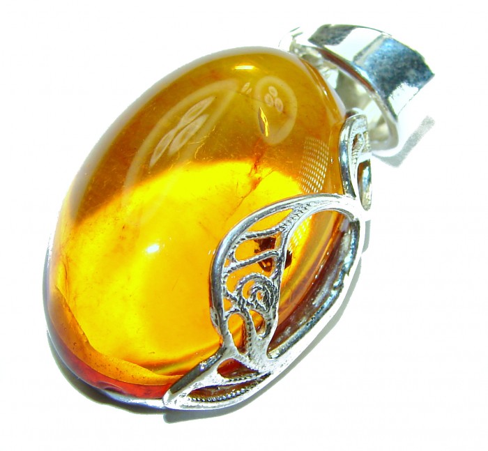 Authentic Golden Baltic Amber .925 Sterling Silver beautifully handcrafted Pendant - photo 3