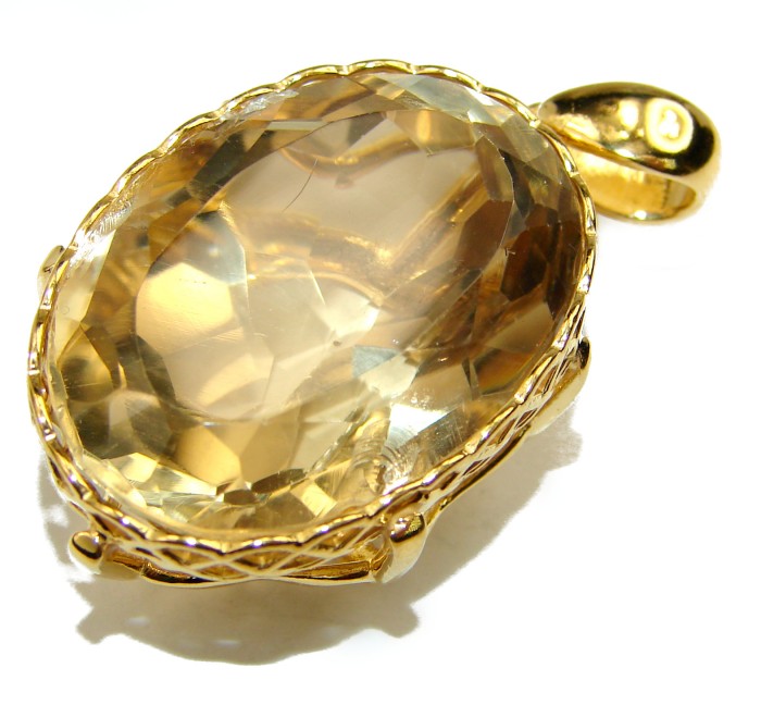 Authentic Golden Lemon Quartz 18K Gold over .925 Sterling Silver handmade Pendant - photo 1