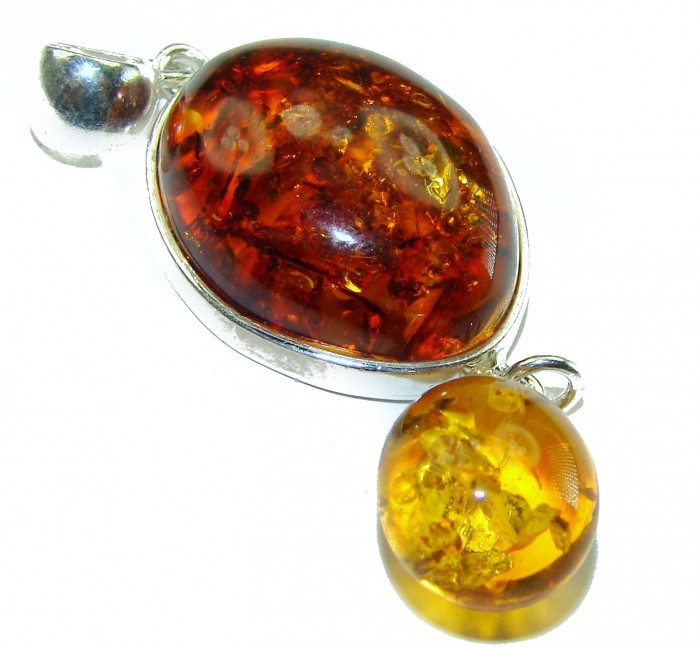 The best quality authentic Golden Baltic Amber .925 Sterling Silver handcrafted pendant - photo 1