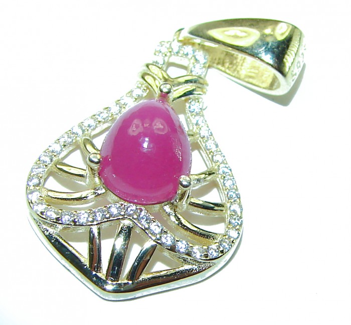 Authentic 4.5 carat Ruby 14K Gold over .925 Sterling Silver handcrafted Pendant - photo 2