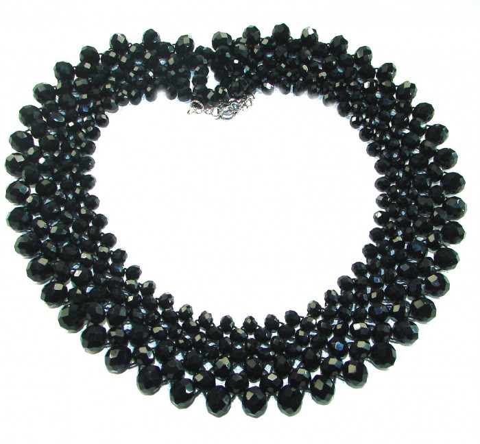 Rare Unusual Natural Spinel .925 Sterling Silver NECKLACE - Front view of spinel and silver necklace on white background.