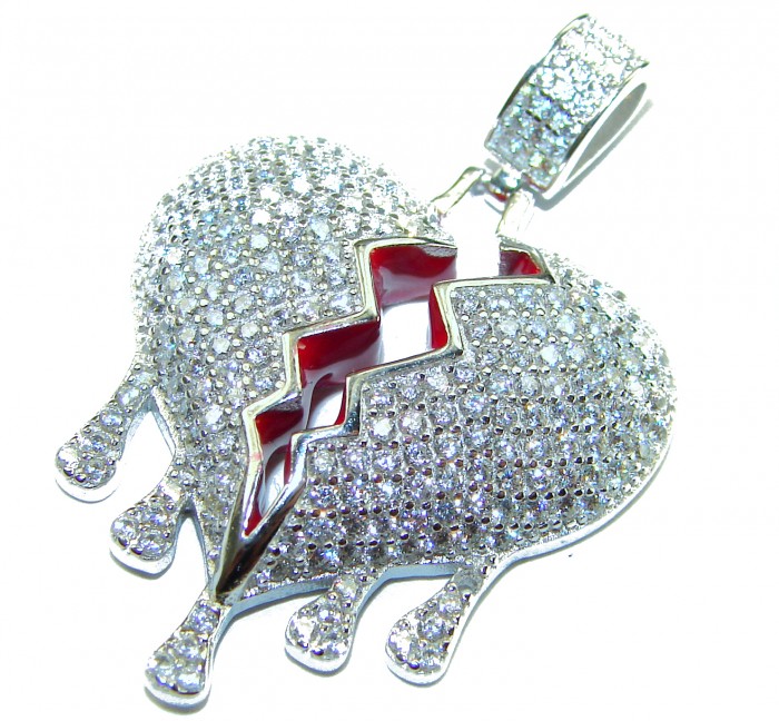 Melting Heart Luxurious 12.4 carat White Topaz .925 Sterling Silver handcrafted pendant - photo 3