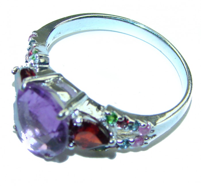 Unique design 5.5 carat Amethyst .925 Sterling Silver Handcrafted Ring size 8 1/4 - photo 1