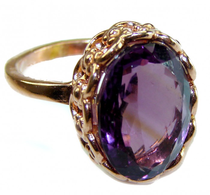 Dramatic design 8.8 carat AUTHENTIC Amethyst 14K rOSE Gold over .925 Sterling Silver Handcrafted Ring size 7 1/4 - photo 3