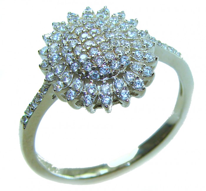 Luxurious 5.8 carat White Topaz .925 Sterling Silver brilliantly handcrafted ring s. 7 1/4 - Elegant white topaz sterling silver ring, top view.