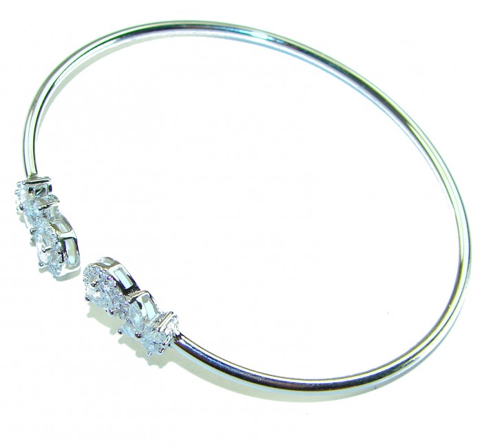 Precious Light Natural 4.2 carat White Topaz .925 Sterling Silver bracelet - Side view of a sterling silver bracelet with white topaz stones.
