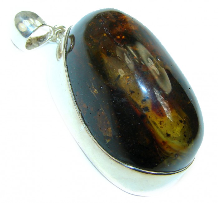 Large Natural Baltic Amber .925 Sterling Silver handmade Pendant - photo 2