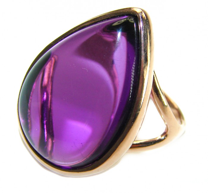 Purple Tear 22.2 carat Amethyst 14K Gold over .925 Sterling Silver Handcrafted Large Ring size 7 1/4 - photo 1