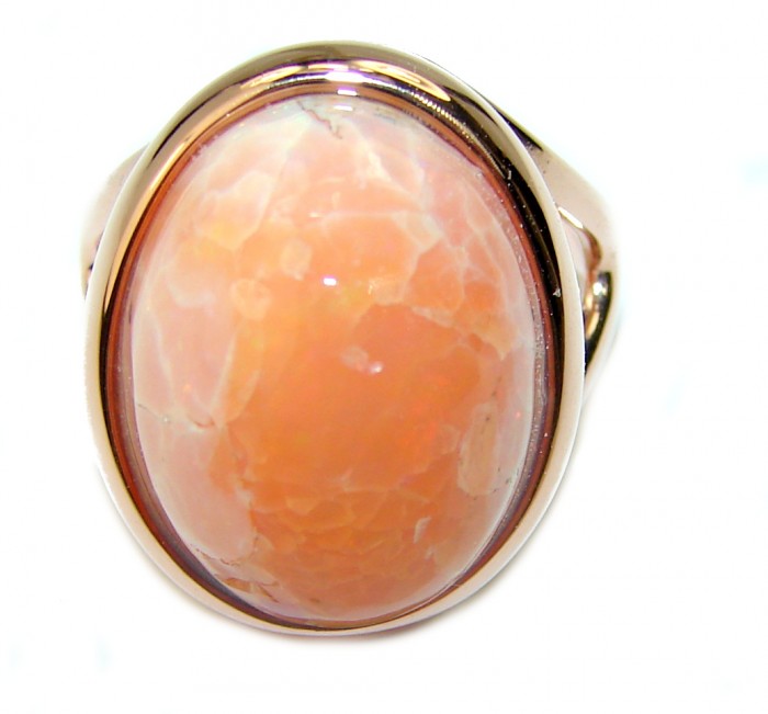 Natural Mexican Fire Opal 14K Gold over .925 Sterling Silver handmade ring size 6 1/4 - photo 1