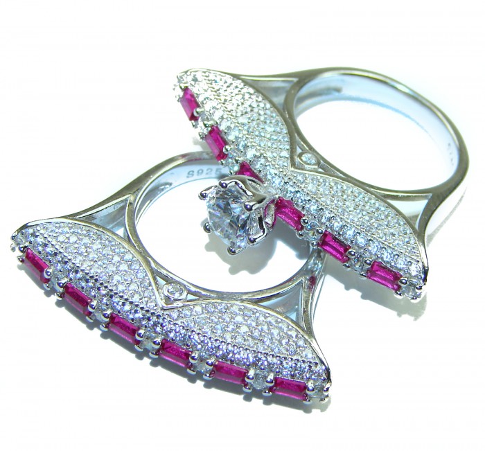Extravaganza Large White Topaz Ruby .925 Sterling Silver brilliantly handcrafted stack up ring s. 6 - photo 2