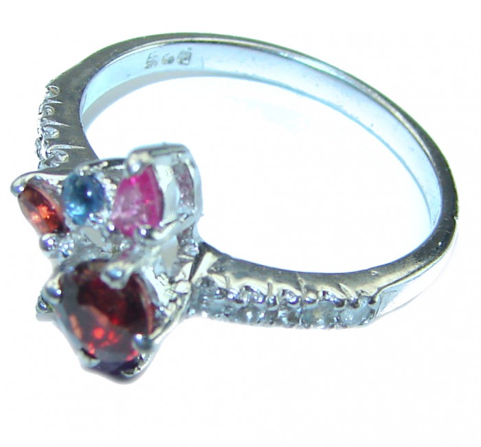 Authentic 1.3 carat Ruby .925 Sterling Silver handmade Cocktail Ring s. 7 1/4 - photo 1