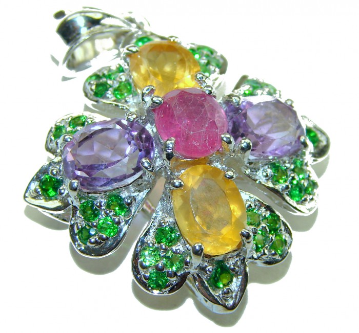 Unique design 3.2 carat Ruby yellow Sapphire .925 Sterling Silver handmade Pendant - photo 2