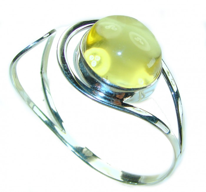 Modern Design Genuine 22.2 carat Baltic Amber .925 Sterling Silver handcrafted Bracelet / Cuff - photo 3