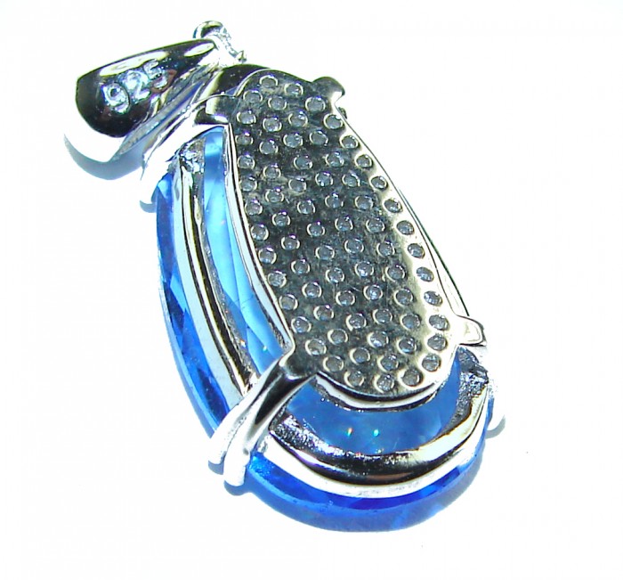 Eau Pure 11.5 carat Swiss Blue Topaz .925 Sterling Silver handmade Pendant - photo 1