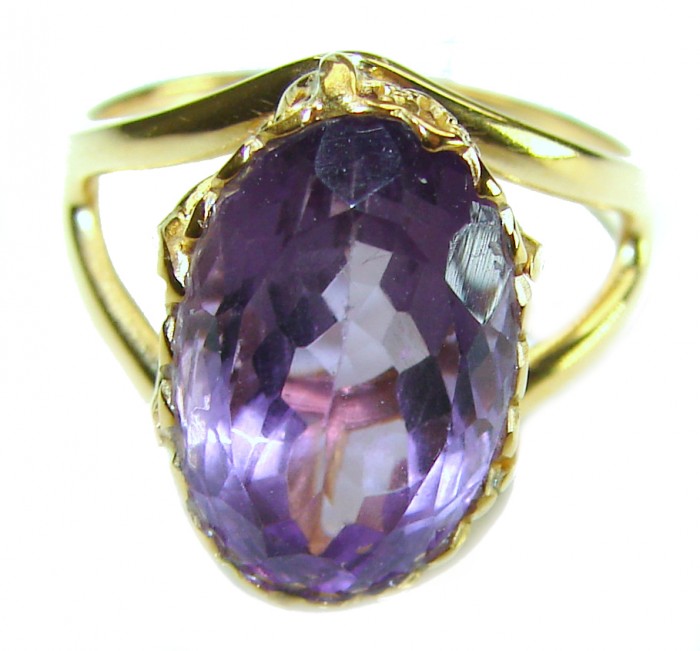 Dramatic design 6.8 carat Amethyst 14K Gold over .925 Sterling Silver Handcrafted Ring size 7 - photo 3