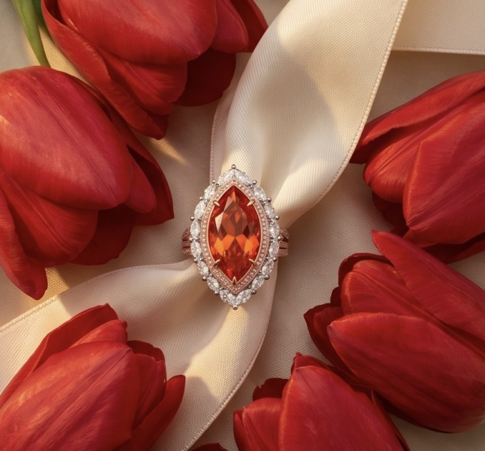 Leonor - Incredible 30.5 carat Spessartine Garnet .925 Sterling Silver dipped in rhodium brilliantly handcrafted large Statement Ring size 7 - photo 2