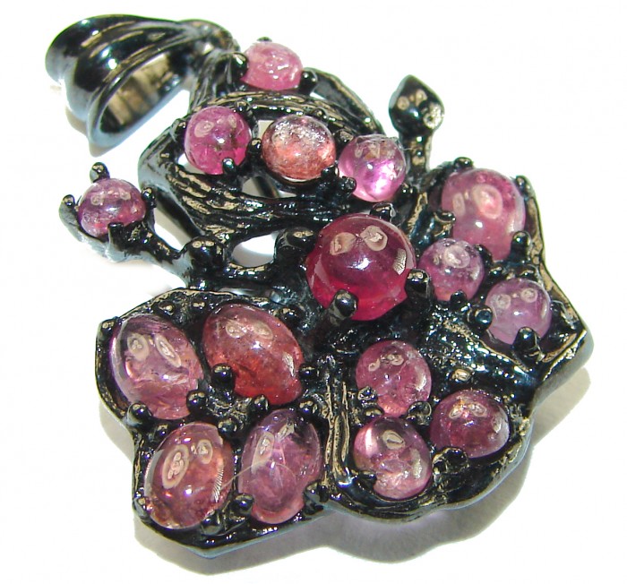 Genuine Ruby black rhodium .925 Sterling Silver handmade Pendant - photo 2
