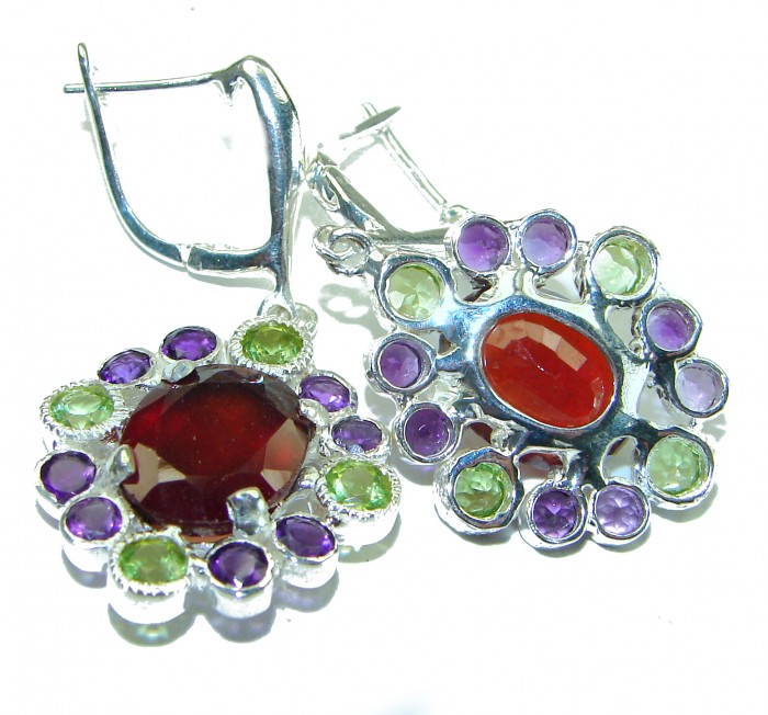 Born to Glam authentic 10.5 carat Ruby .925 Sterling Silver handcrafted earrings - photo 1