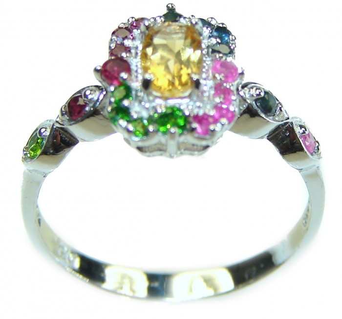 Fiesta 2.5 carat Oval cut Yellow Sapphire .925 Sterling Silver handcrafted ring; s. 8 3/4 - photo 2