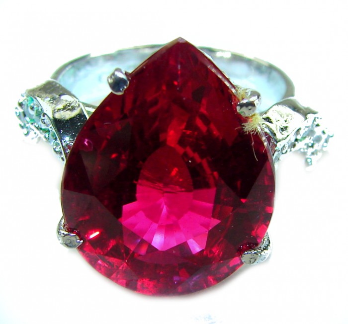 Bella Rosa authentic 22.5 carat Red Topaz .925 Silver handcrafted Cocktail Ring s. 7 3/4 - photo 2