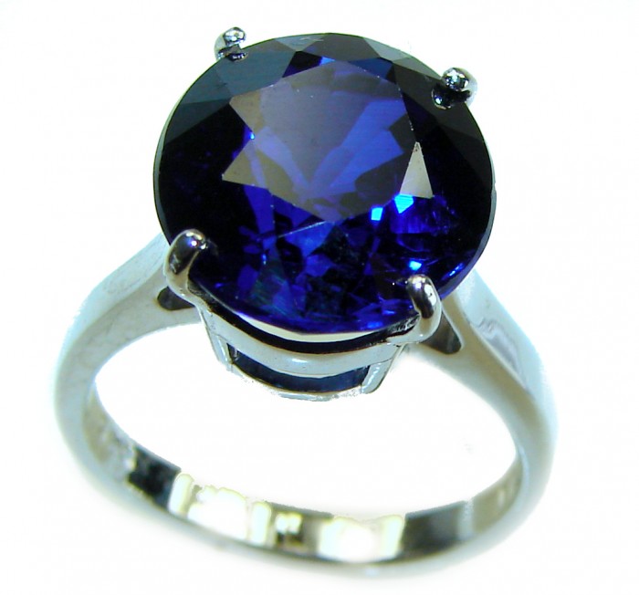 Dark Sky - 9.5 carat London Blue Topaz .925 Sterling Silver handcrafted Ring size 6 1/4 - photo 2