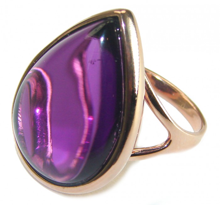 Spectacular Amethyst 14K Gold over .925 Sterling Silver Handcrafted Large Ring size 9 - photo 1