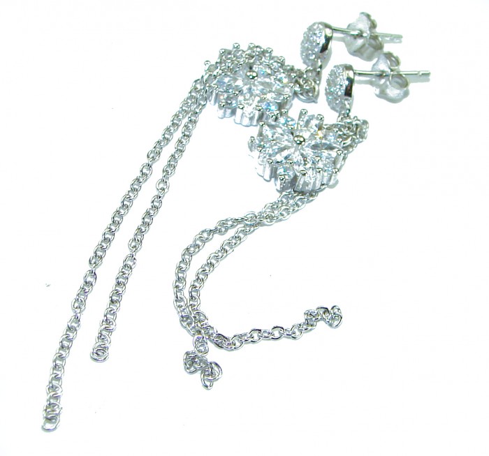 Fabulous 3.8 carat White Topaz .925 Sterling Silver Handcrafted Statement earrings - photo 2