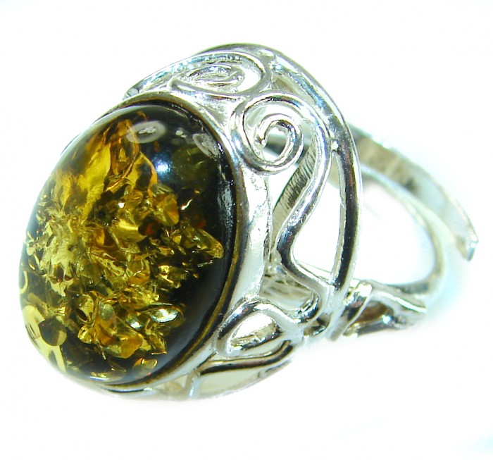 Beauty of the Sea - Natural Baltic Amber .925 Sterling Silver handcrafted ring; s. 7 adjustable - photo 3