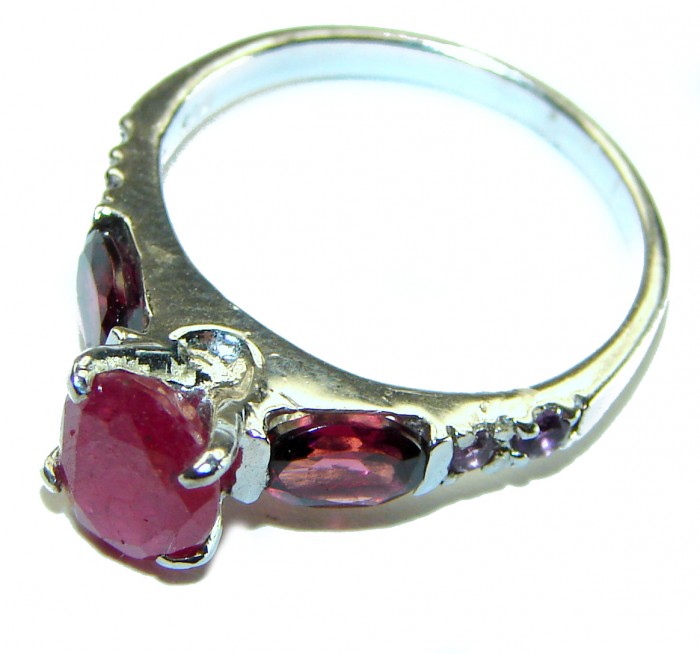 Authentic 5.3 carat Ruby .925 Sterling Silver handmade Cocktail Ring s. 6 1/2 - photo 1