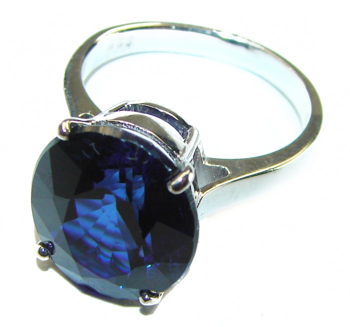 Dark Sky - 9.5 carat London Blue Topaz .925 Sterling Silver handcrafted Ring size 6 1/4 - photo 1