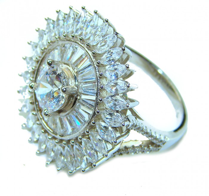 9.8 carat White Topaz .925 Sterling Silver brilliantly handcrafted ring s. 7 - photo 2