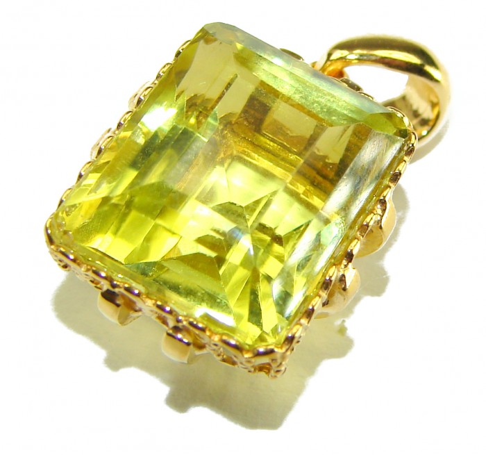 12.3 carat Oval cut flawless Lemon Quartz .925 Sterling Silver handcrafted pendant - photo 2